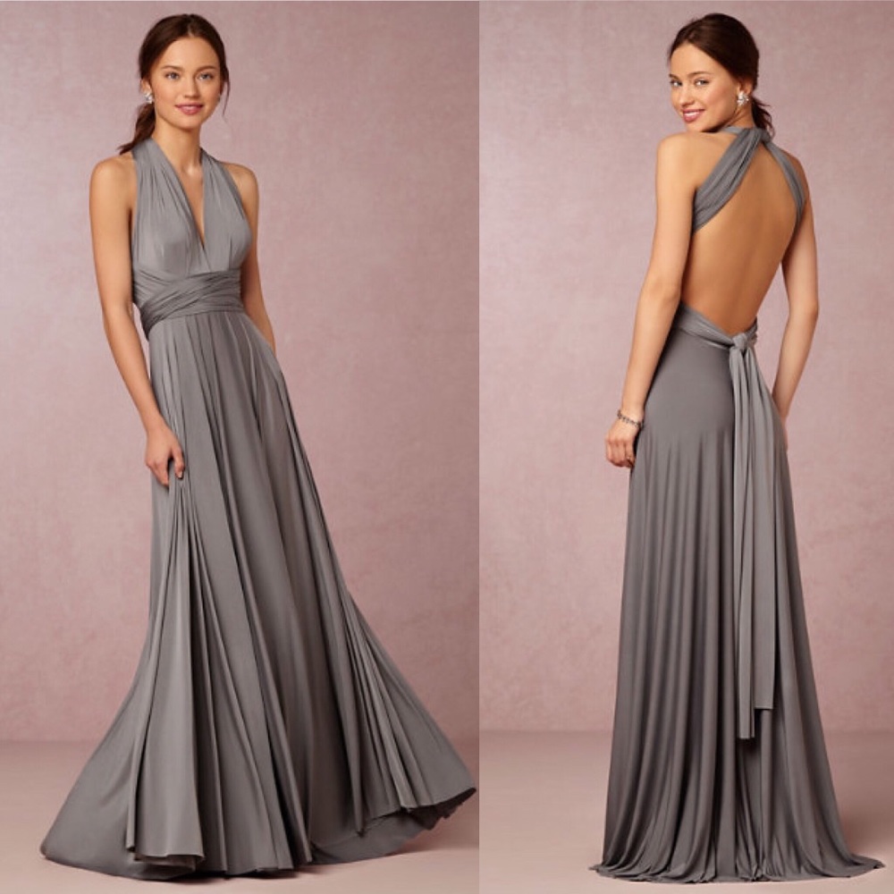 BHLDN Ginger Convertible Maxi Dress Gray
